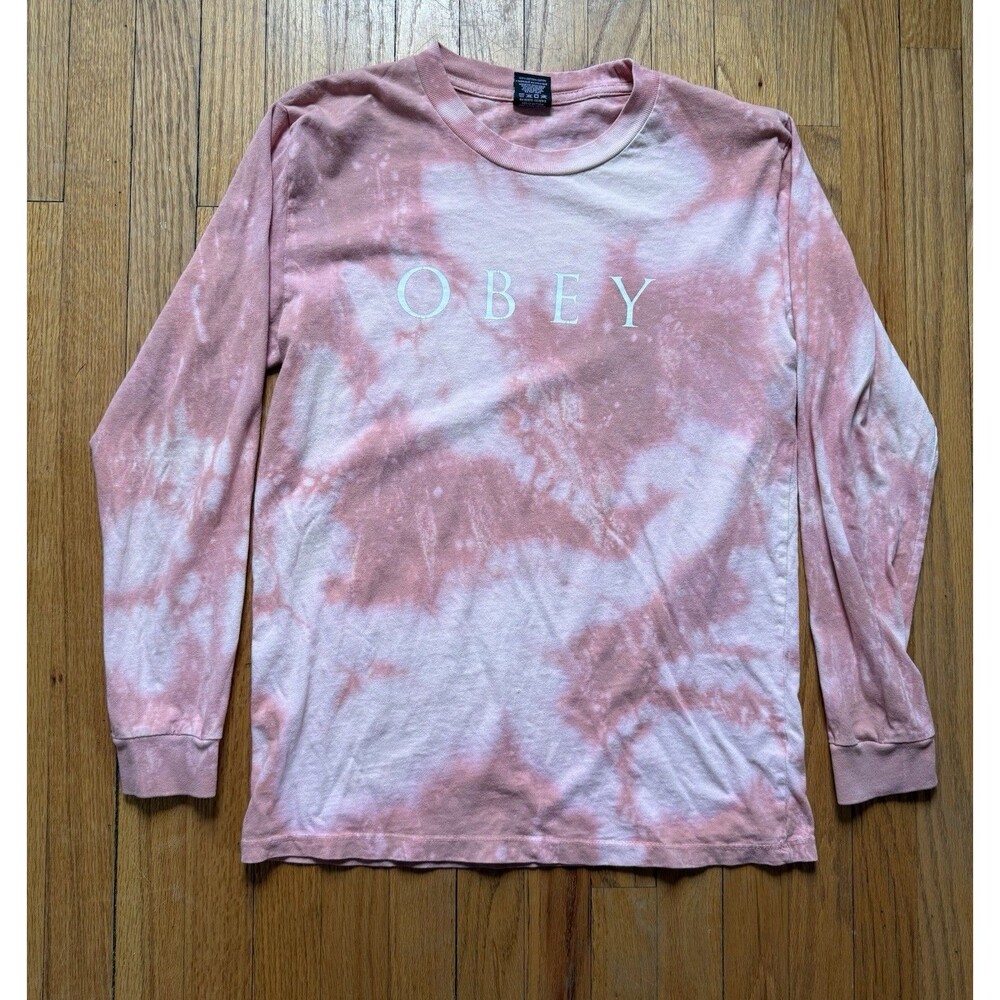 Obey Shirt Mens Small Tie-Dye Logo Graphic Long Sleeve Streetwear Skater